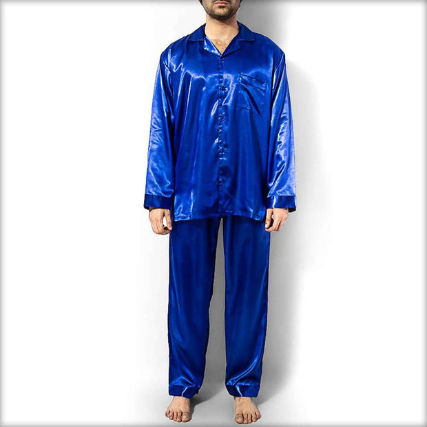 Polyester Solid Satin Men's PJ Set PJ51-RB - Mens Nightdress - diKHAWA Online Shopping in Pakistan