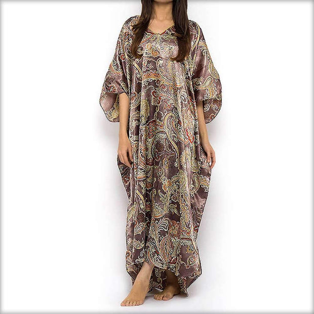 Brown Printed Long Kaftan - Kaftan - diKHAWA Online Shopping in Pakistan