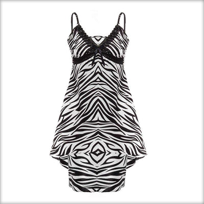 Zebra Print Satin Tail Chemise with Soft Elastic Straps - Cami Set - diKHAWA Online Shopping in Pakistan