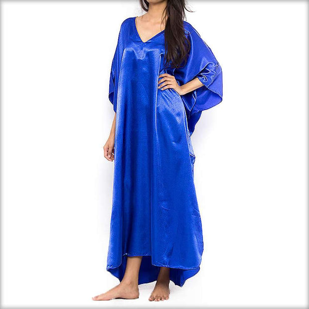 Blue Plain Long Kaftan Gown - Kaftan - diKHAWA Online Shopping in Pakistan