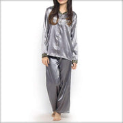 Grey Polyester PJ Set - Ladies Nightdress - diKHAWA Online Shopping in Pakistan