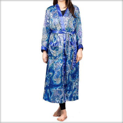 Blue Printed Night Gown - Ladies Gown - diKHAWA Online Shopping in Pakistan