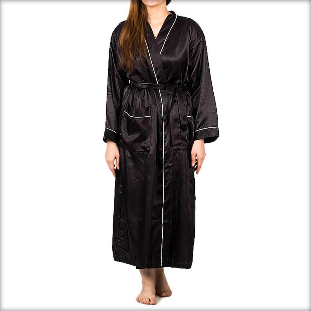 Long black satin nightdress hotsell