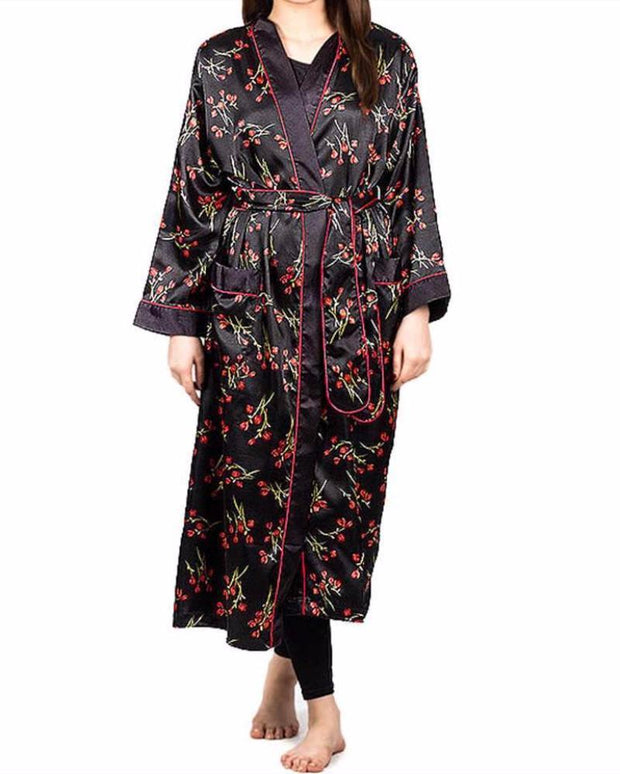 Black Printed Night Gown - Ladies Gown - diKHAWA Online Shopping in Pakistan