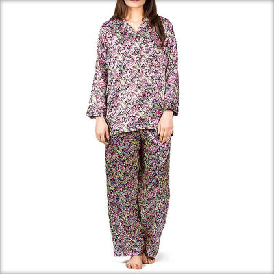 Purple Printed Pajama Set Nightwear - Ladies Nightdress - diKHAWA Online Shopping in Pakistan