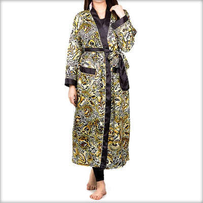 Black Tiger Print Night Gown - Ladies Gown - diKHAWA Online Shopping in Pakistan