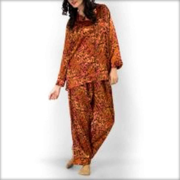 Copper Printed Pajama Set Nightwear - Ladies Nightdress - diKHAWA Online Shopping in Pakistan