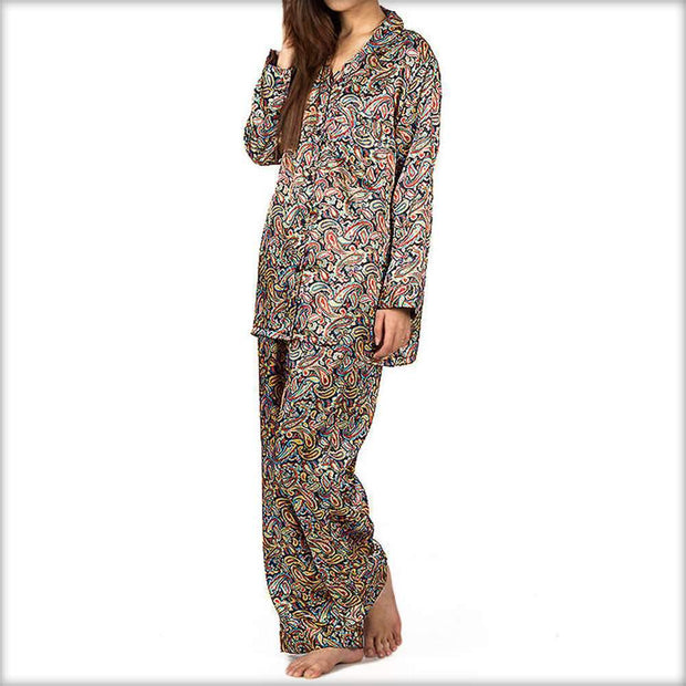 Multi Colour Printed Pajama Set Nightwear - Ladies Nightdress - diKHAWA Online Shopping in Pakistan