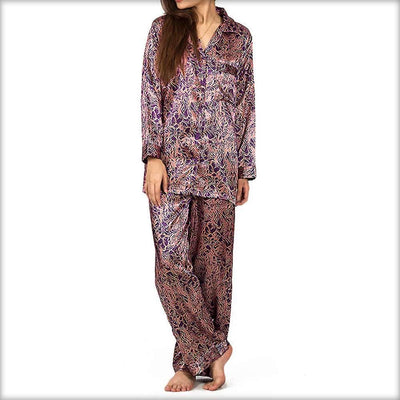 Purple & Pink Printed Pajama Set Nightwear - Kaftan - diKHAWA Online Shopping in Pakistan