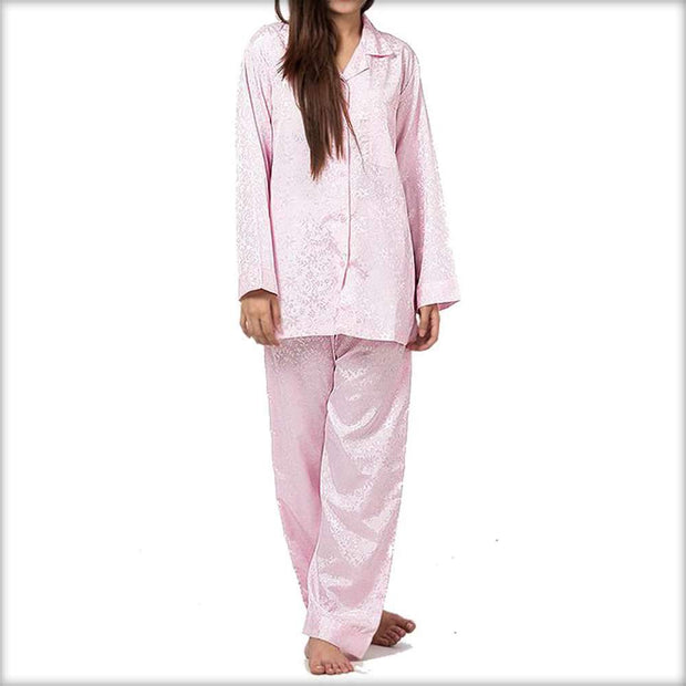 Polyester Satin Pink Night Dress - Ladies Nightdress - diKHAWA Online Shopping in Pakistan