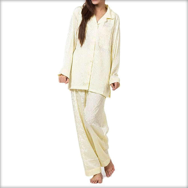 Polyester Satin Cream Night Dress - Ladies Nightdress - diKHAWA Online Shopping in Pakistan