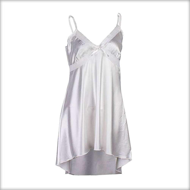 Elegant White Satin Tail Chemise - Nighty - diKHAWA Online Shopping in Pakistan