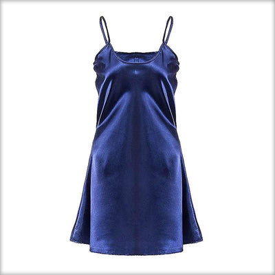 Navy Blue Polyester Satin Chemise -  - diKHAWA Online Shopping in Pakistan