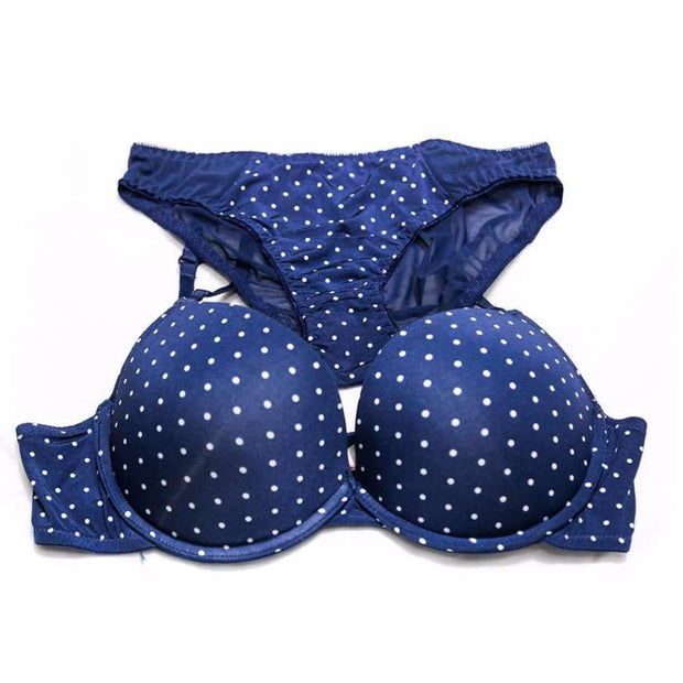 Victoria's Secret - Pushup Bra Panty Set - Polka Dotted Seamless Bra