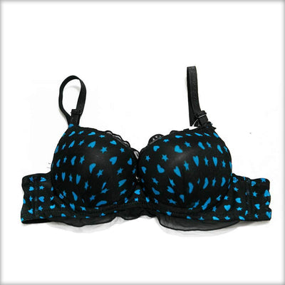 Blue Heart Double Padded Black Bra - Bras - diKHAWA Online Shopping in Pakistan