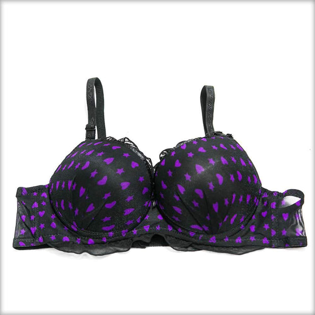 Purple Heart Double Padded Black Bra - Bras - diKHAWA Online Shopping in Pakistan