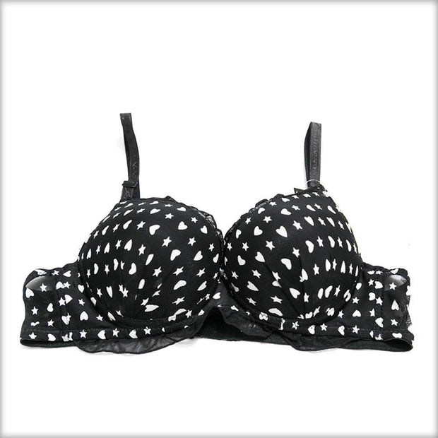 White Heart Double Padded Black Bra - Bras - diKHAWA Online Shopping in Pakistan