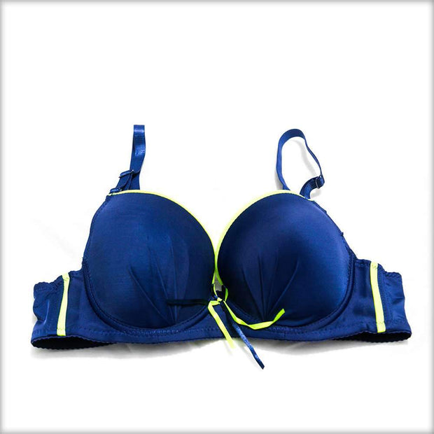 Royal Blue Single Padded Bra & Panty Set with Removable Straps - Bra Panty Sets - diKHAWA Online Shopping in Pakistan