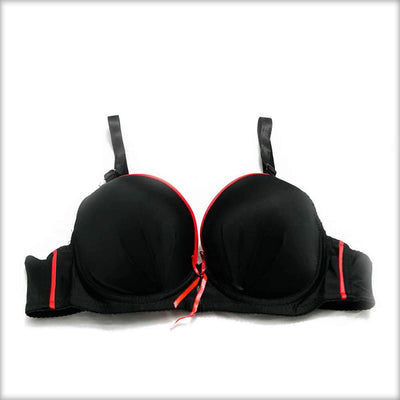 Black Single Padded Bra & Panty Set with Removable Straps - Bra Panty Sets - diKHAWA Online Shopping in Pakistan