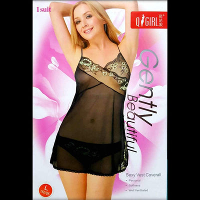 Black Transparent See Through Short Nighty - Q Girl - Nighty - diKHAWA Online Shopping in Pakistan