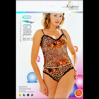 Tiger Print 2 PCs Camisole & Panty - Lingerie Set - Q Girl - Cami Set - diKHAWA Online Shopping in Pakistan