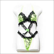 Designer Lace Lingerie Set - Green - Lingerie - diKHAWA Online Shopping in Pakistan