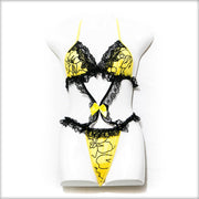 Designer Lace Lingerie Set - Yellow - Lingerie - diKHAWA Online Shopping in Pakistan