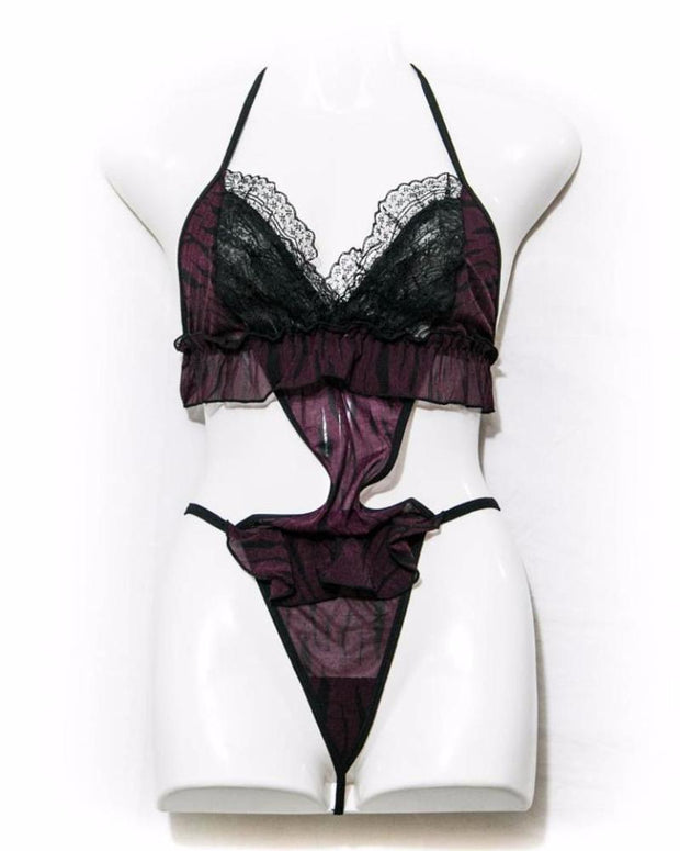 Pussy Cat Lingerie Set - Maroon - Lingerie - diKHAWA Online Shopping in Pakistan