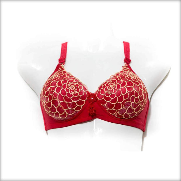 Single Padded Fancy Red Bra - Bras - diKHAWA Online Shopping in Pakistan