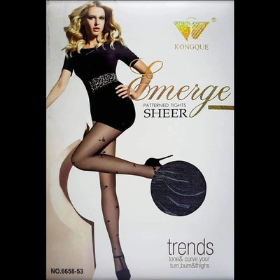 Emerge Classic Patterned Translucent Tights - 6658-53 - Leg Stocking - diKHAWA Online Shopping in Pakistan