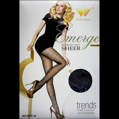 Emerge Heart Patterned Translucent Tights - 6658-34 - Leg Stocking - diKHAWA Online Shopping in Pakistan