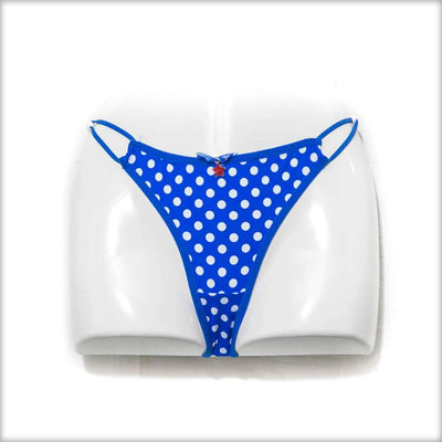 Blue & White Polka Dotted Bikini Panty - Thong - diKHAWA Online Shopping in Pakistan