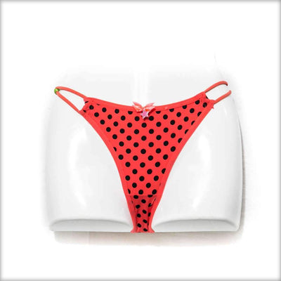 Red & Black Polka Dotted Bikini Panty - Thong - diKHAWA Online Shopping in Pakistan