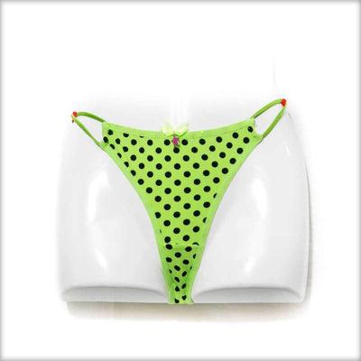 Parrot Green & Black Polka Dotted Bikini Panty - Thong - diKHAWA Online Shopping in Pakistan