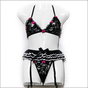 Black Fancy Net Lingerie Set - Lingerie - diKHAWA Online Shopping in Pakistan