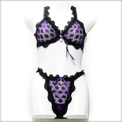 Fancy Net Purple Bikini Set - Bra Panty Sets - diKHAWA Online Shopping in Pakistan