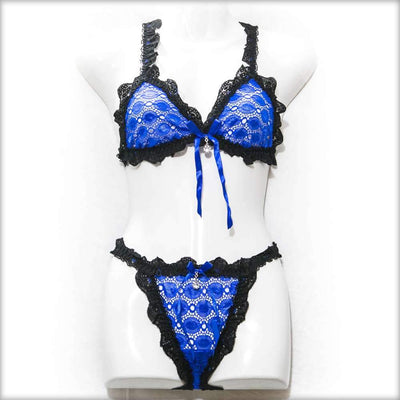 Fancy Net Blue Bikini Set - Bra Panty Sets - diKHAWA Online Shopping in Pakistan