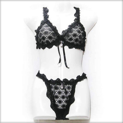 Fancy Net Black Bikini Set - Bra Panty Sets - diKHAWA Online Shopping in Pakistan