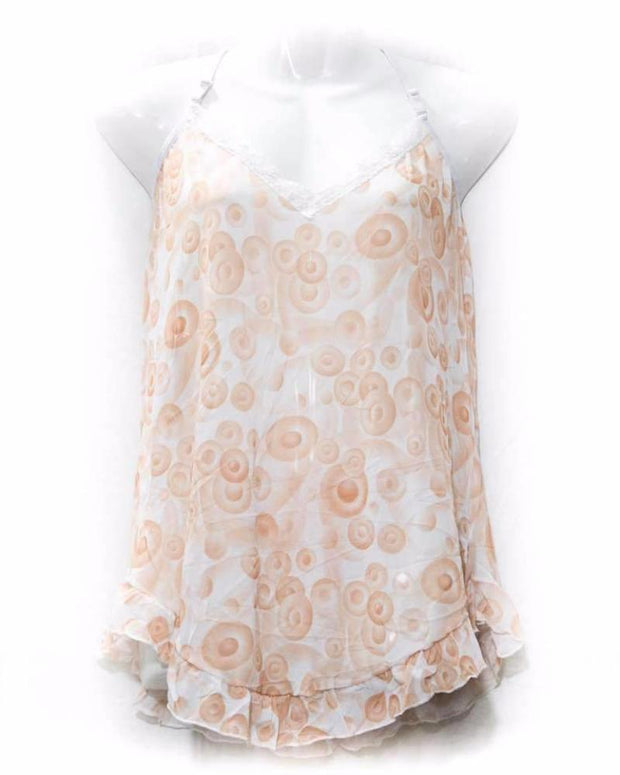 Women's Short Nighty Peach&White - Nighty - diKHAWA Online Shopping in Pakistan