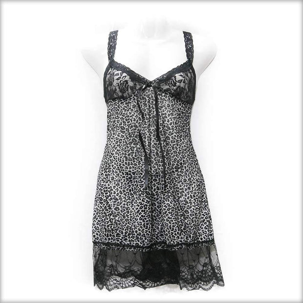 Cheeta Print Grey Short Nighty - Nighty - diKHAWA Online Shopping in Pakistan