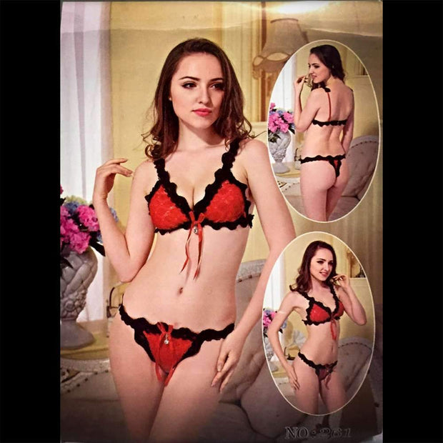 Fancy Net Pink Bikini Set - Bra Panty Sets - diKHAWA Online Shopping in Pakistan