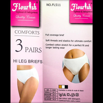 Pack Of 3 High Leg Brief Panties - 511 - Flourish - Panty - diKHAWA Online Shopping in Pakistan