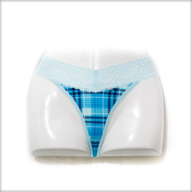 Net Lace Blue Check Panty - Panty - diKHAWA Online Shopping in Pakistan