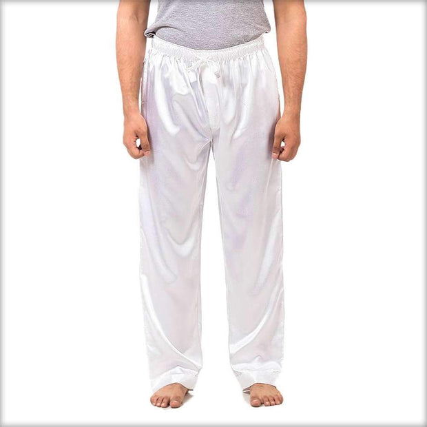 100% Polyester Solid Satin Men's Pajama MP51-WH - Mens Pajama - diKHAWA Online Shopping in Pakistan