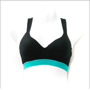 Ladies Gym Bra - Sports Bra - Black and Green Sports Bra - Padded Sports Bra - Bras - diKHAWA Online Shopping in Pakistan