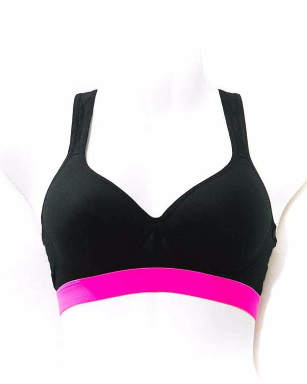 Black and Shocking Pink Sports Bra - Ladies Gym Bra - Sports Bra - Padded Sports Bra - Bras - diKHAWA Online Shopping in Pakistan