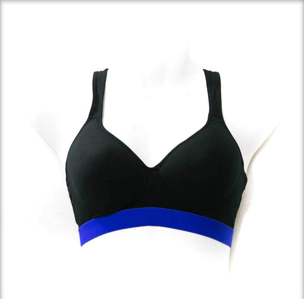 Ladies Gym Bra - Sports Bra - Black and Navy Blue Sports Bra - Padded Sports Bra - Bras - diKHAWA Online Shopping in Pakistan
