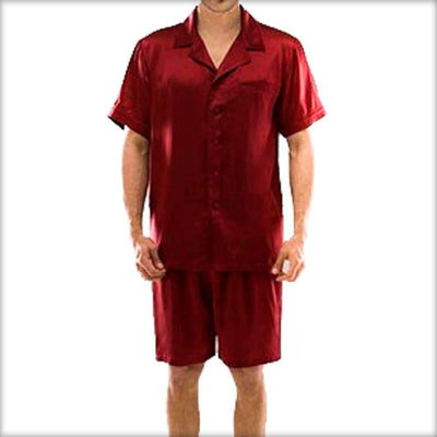 Polyester Solid Satin Men's Boxer Set MPJ20-DR - Mens Nightdress - diKHAWA Online Shopping in Pakistan