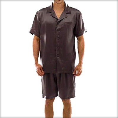 Polyester Solid Satin Men's Boxer Set MPJ20-CH - Mens Nightdress - diKHAWA Online Shopping in Pakistan