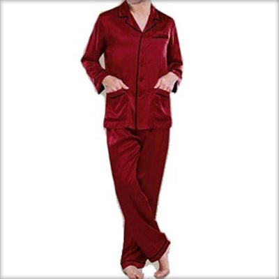 Solid Satin Men's PJ Set With Piping PJ53-DR - Mens Nightdress - diKHAWA Online Shopping in Pakistan